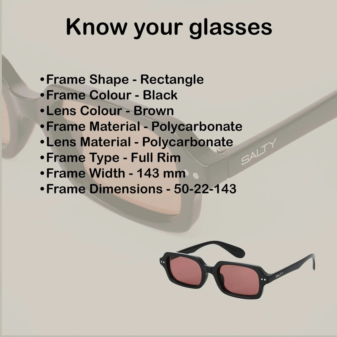 Jade Wink Brown Rectangular Sunglasses | Salty