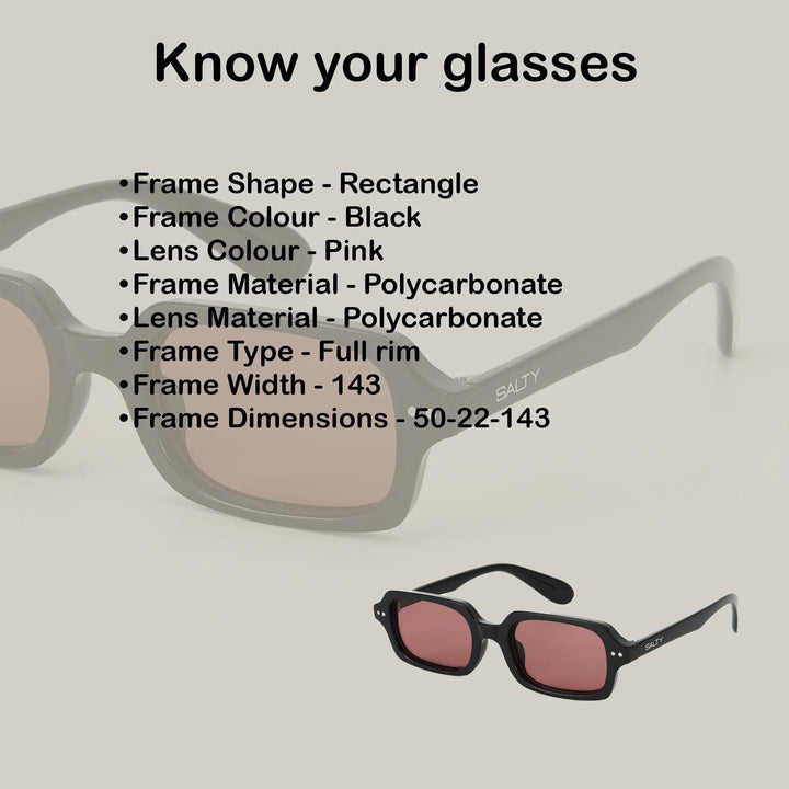 Jade Wink Pink Rectangular Sunglasses | Salty