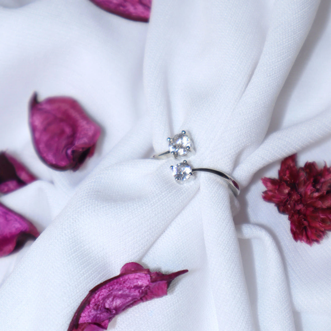 Khloe Double Diamond Band - Silver - Salty Accessories
