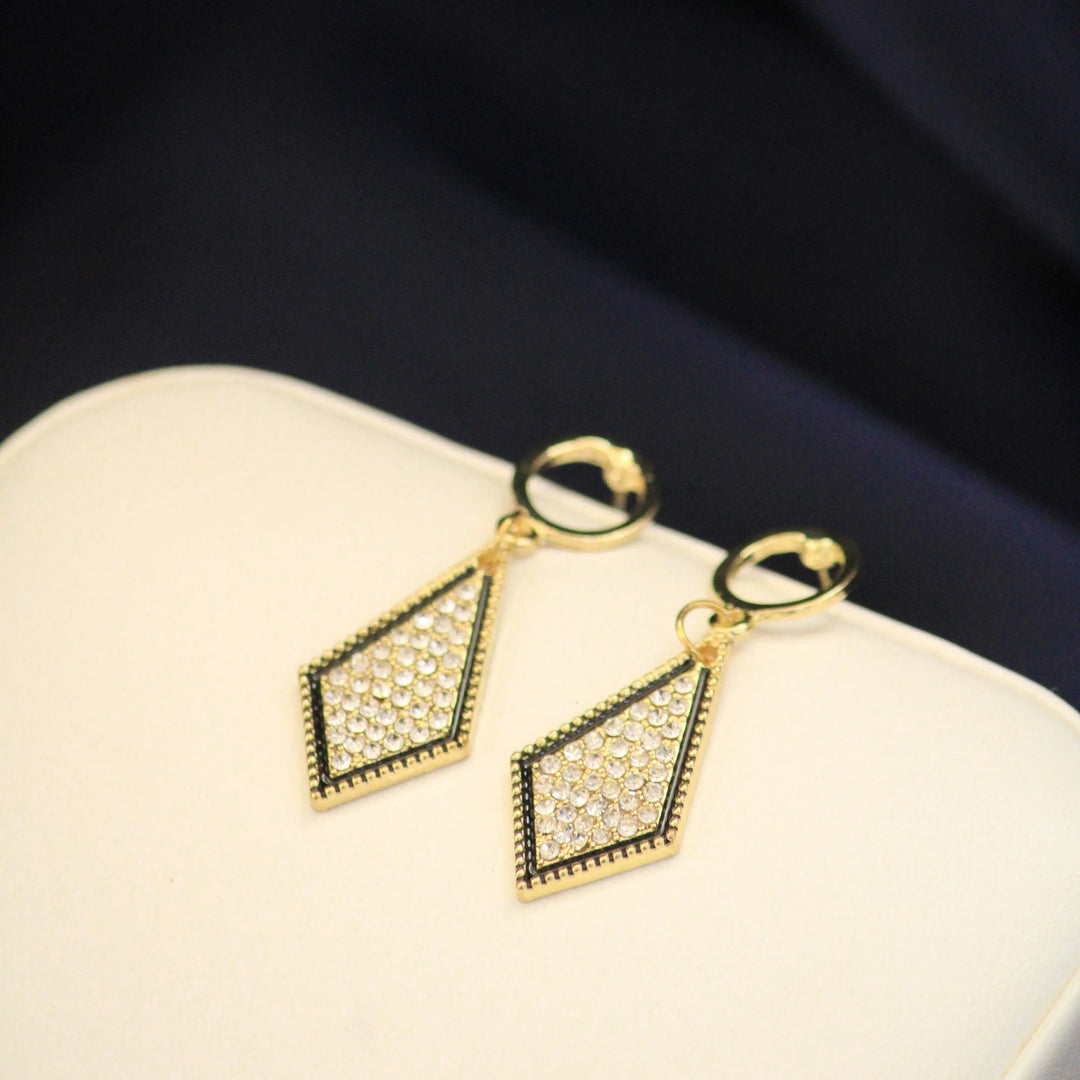 Korean Cute Golden Black Earrings