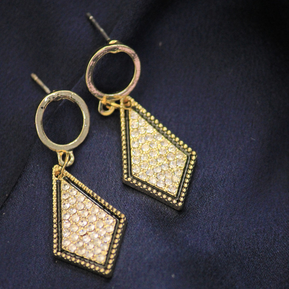 Korean Cute Golden Black Earrings