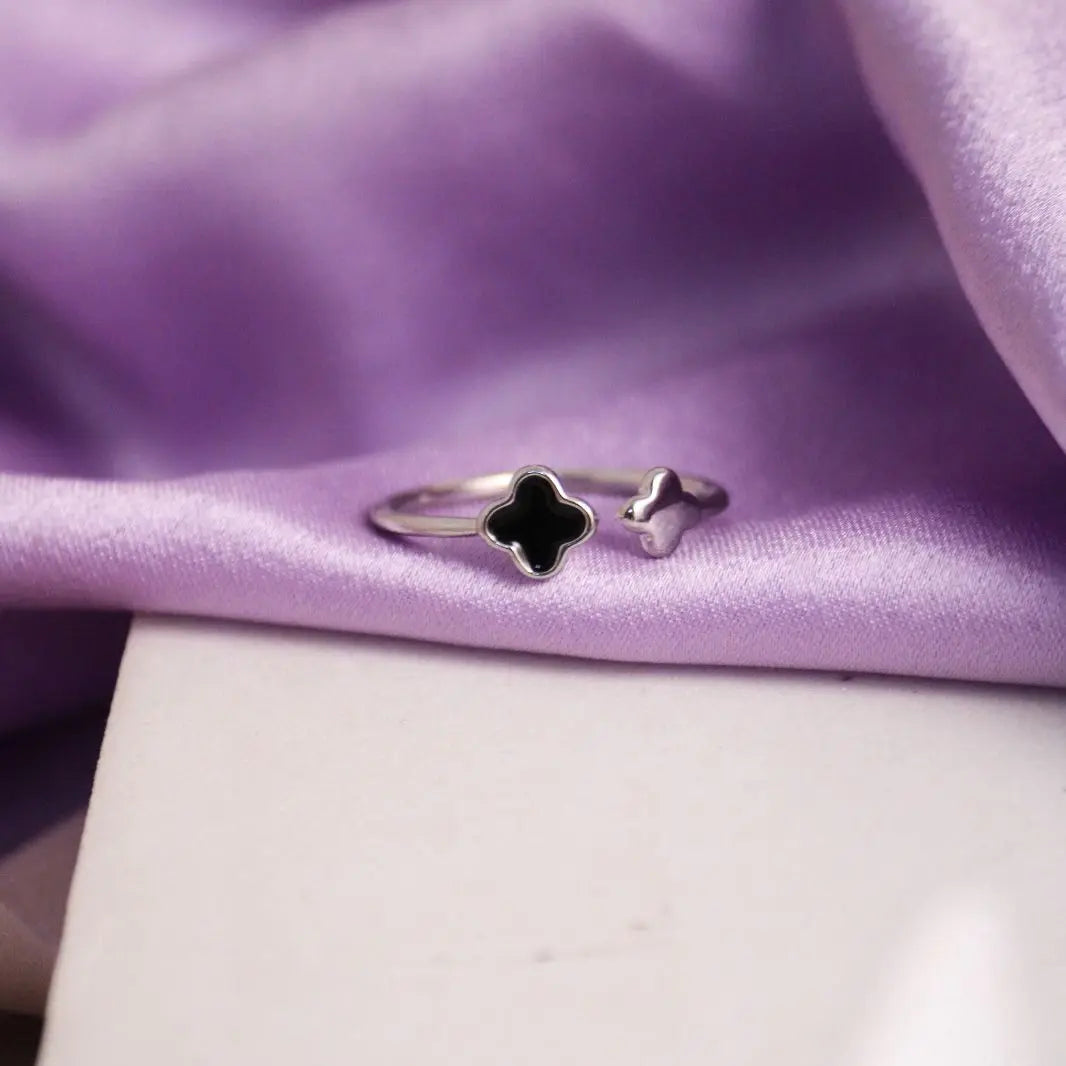Korean Silver Black Ring - Salty Accessories