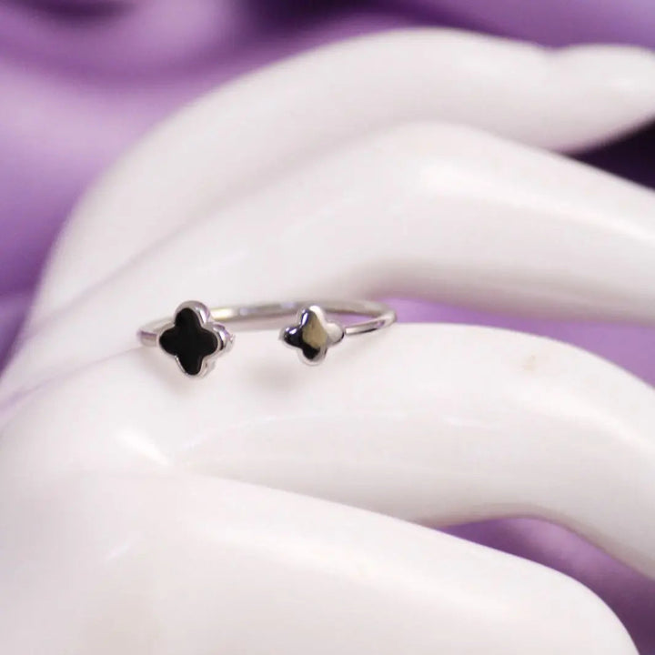 Korean Silver Black Ring - Salty Accessories