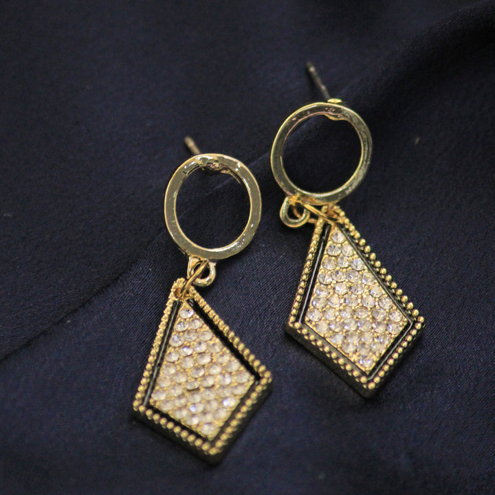 Korean Cute Golden Black Earrings