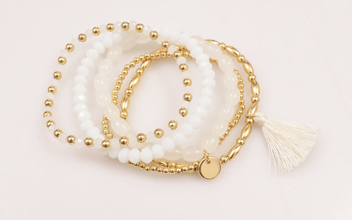 Ivory & Gold Twilight Set of 5 Bracelet - Salty Accessories