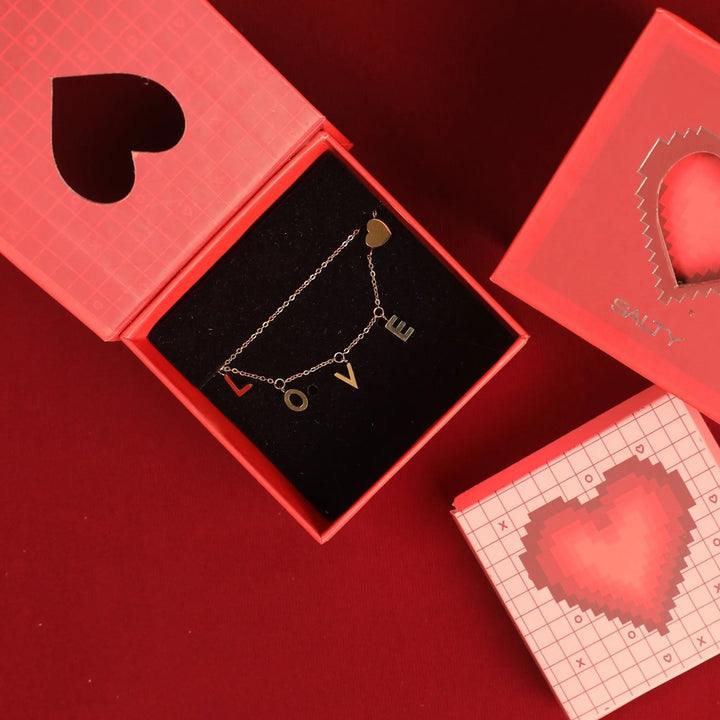 LOVE Heart Gold Bracelet With Valentine Box | Salty