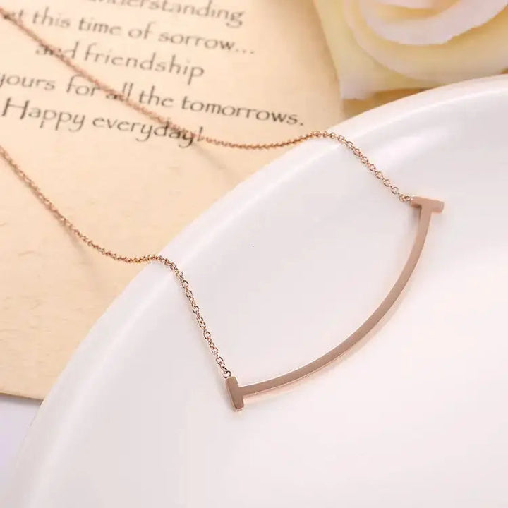 Large Smile Rose Gold Necklace - Salty Accessories