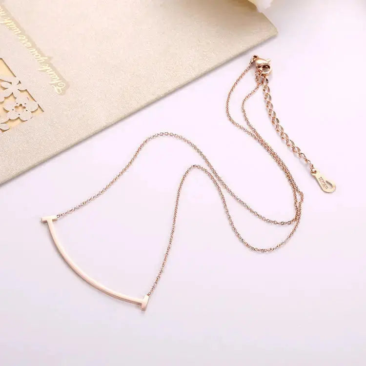 Large Smile Rose Gold Necklace - Salty Accessories