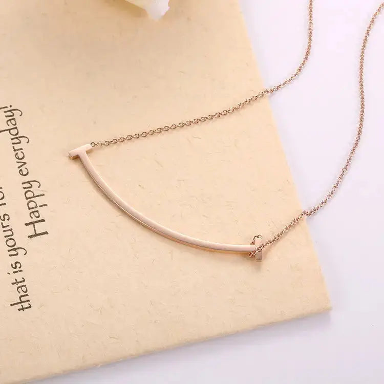 Large Smile Rose Gold Necklace - Salty Accessories