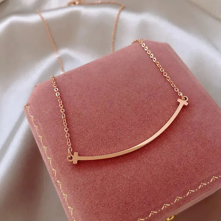 Large Smile Rose Gold Necklace - Salty Accessories