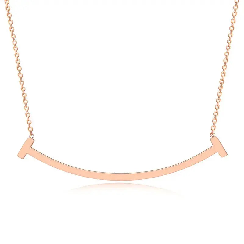 Large Smile Rose Gold Necklace - Salty Accessories