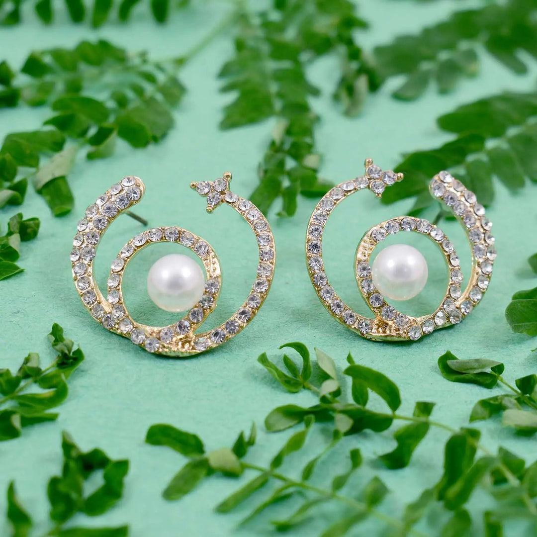 Lavish Pearl Circular Studded Earrings - Salty Accessories