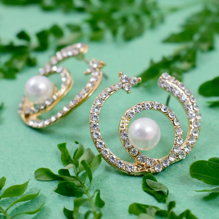 Lavish Pearl Circular Studded Earrings - Salty Accessories