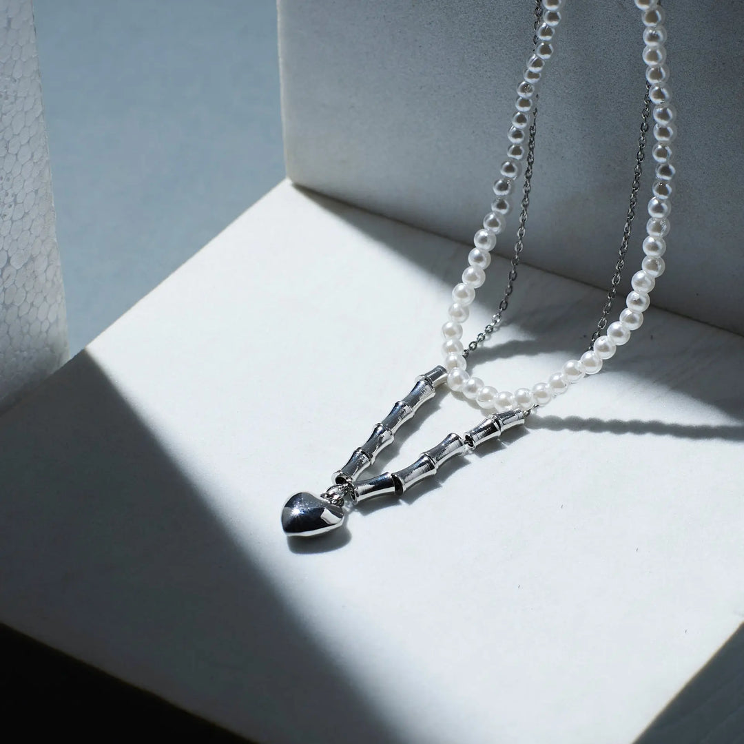 Layered Heart Pearly Mane Chain - Salty Accessories