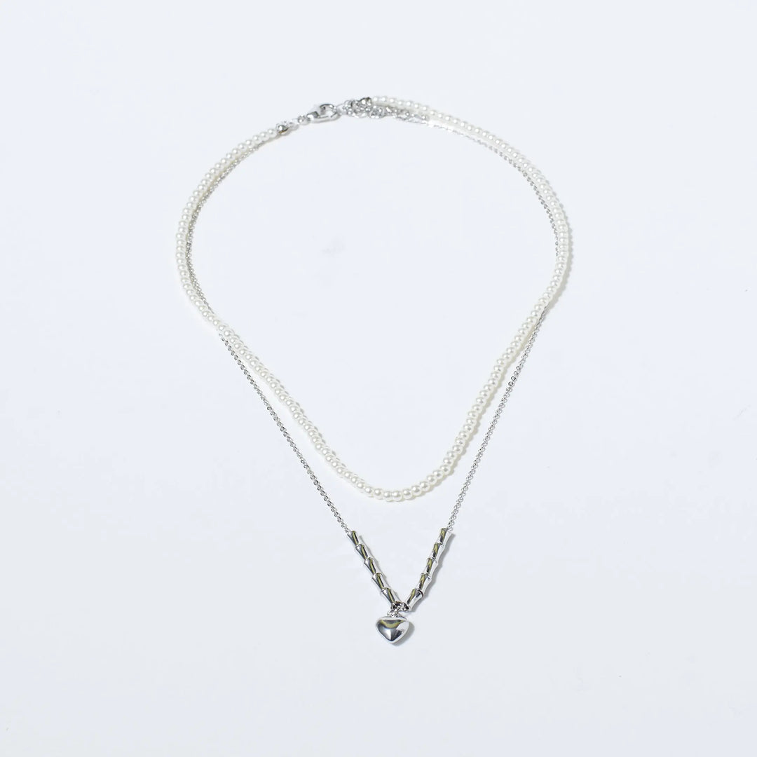 Layered Heart Pearly Mane Chain - Salty Accessories
