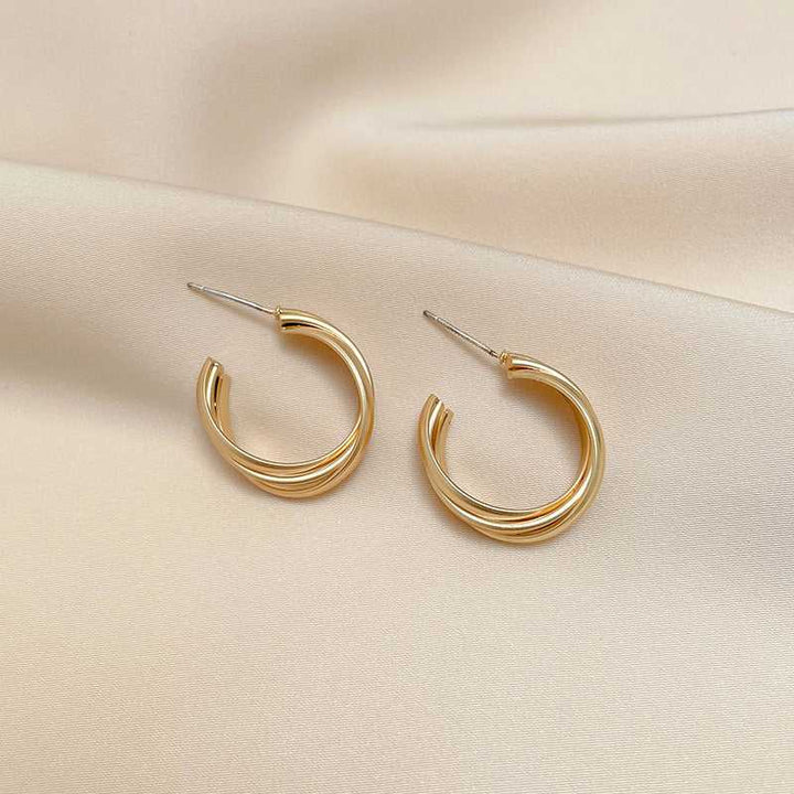 Layered Asymmetric Twisted Hoop Stud Earrings - Salty Accessories