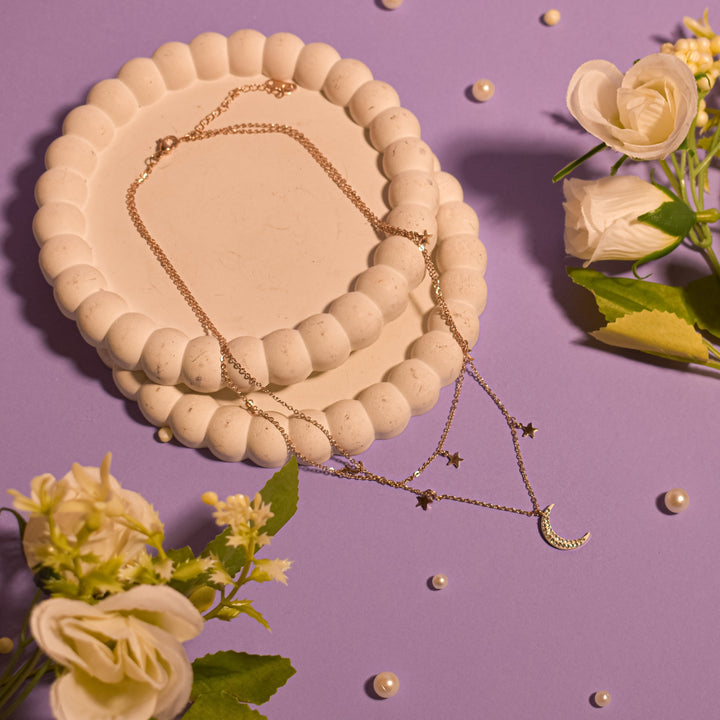 Layered Crescent Charm Necklace