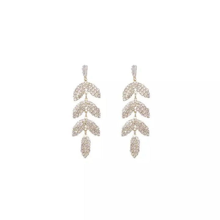 Layered Luxury Diamond Drop Leaf Earrings | Salty