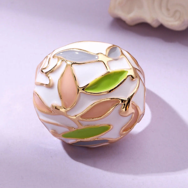 Leafy Enamel Gold Ring