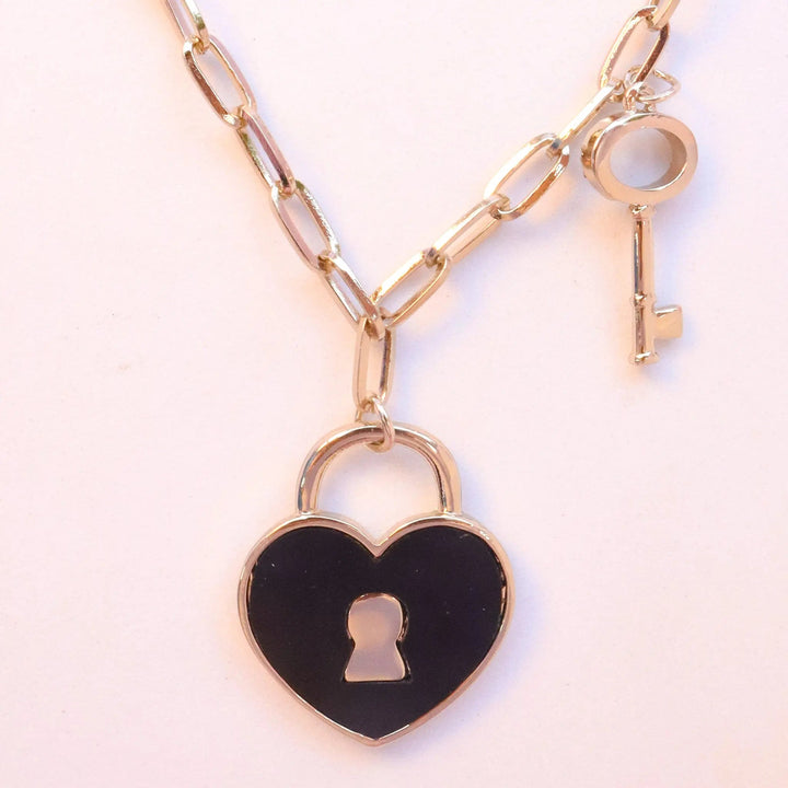Lock And Key Black Necklace - Salty Accessories