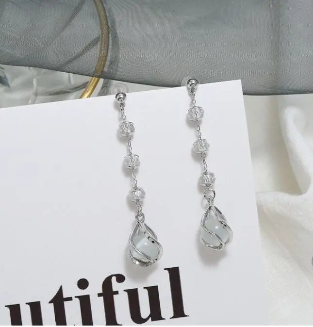 Long Pearl Opal Earring - Salty Accessories