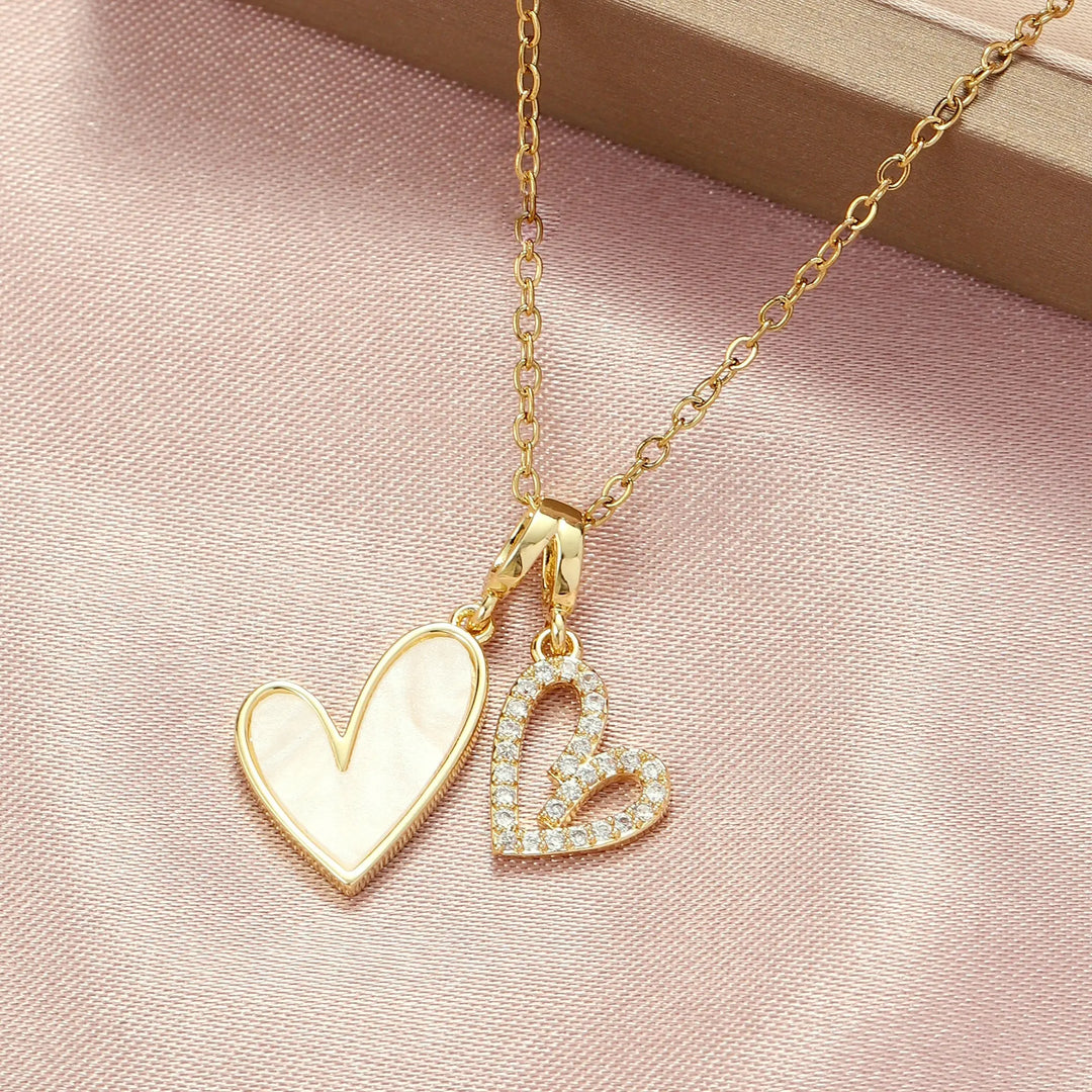 LoveBond Double Heart Golden Necklace - Salty Accessories