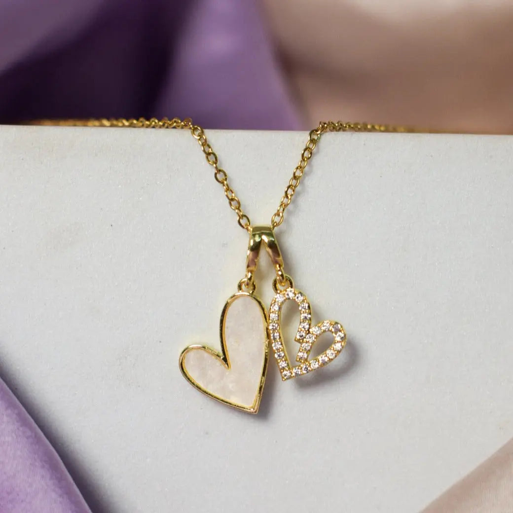 LoveBond Double Heart Golden Necklace - Salty Accessories