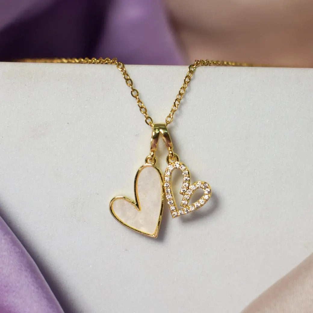 LoveBond Double Heart Golden Necklace - Salty Accessories