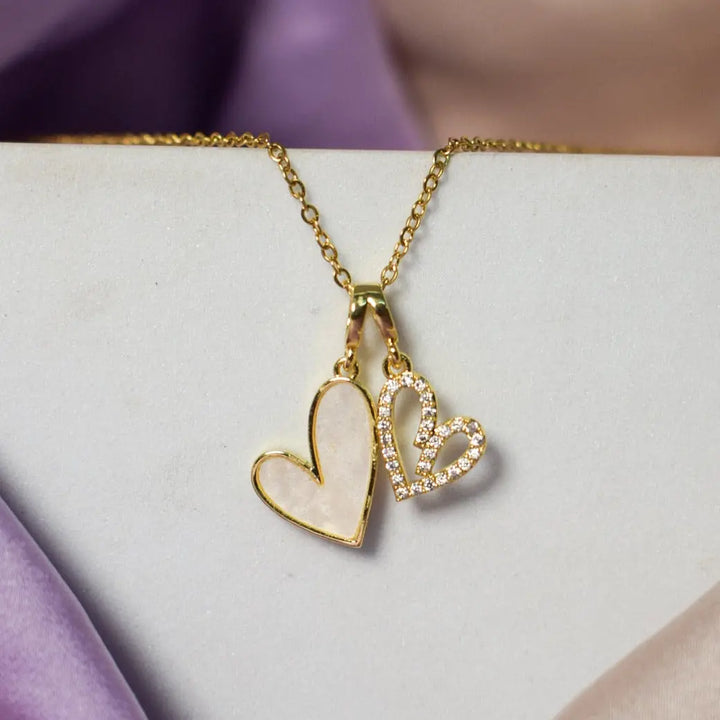 LoveBond Double Heart Golden Necklace - Salty Accessories
