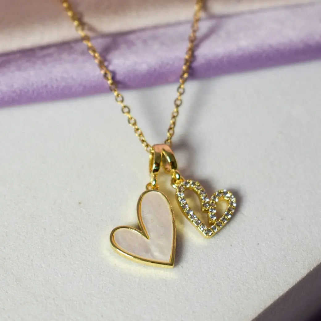 LoveBond Double Heart Golden Necklace - Salty Accessories