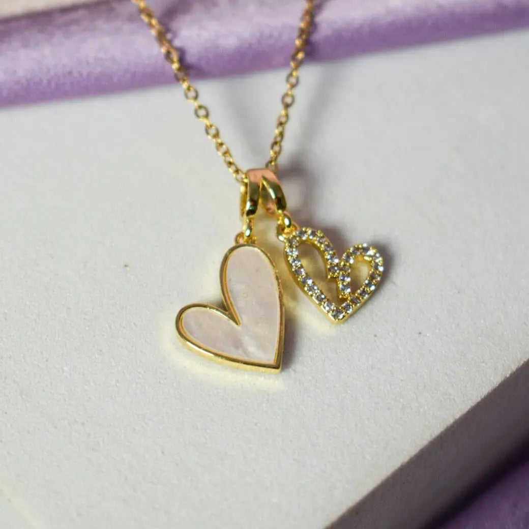 LoveBond Double Heart Golden Necklace - Salty Accessories