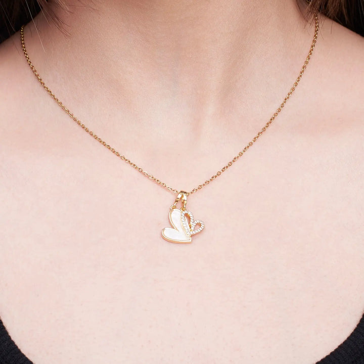 LoveBond Double Heart Golden Necklace - Salty Accessories