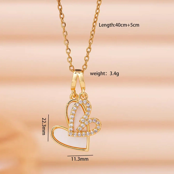 LoveBond Double Heart Golden Necklace - Salty Accessories