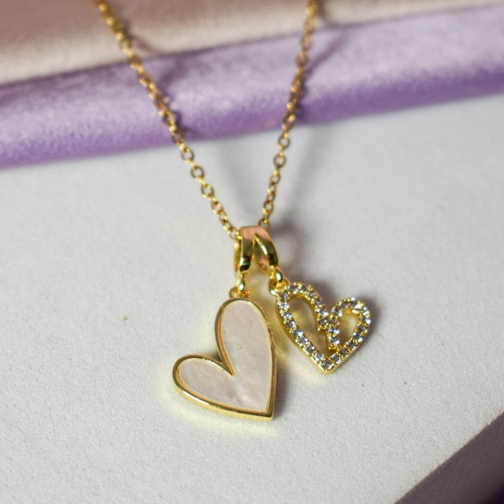 LoveBond Double Heart Golden Necklace