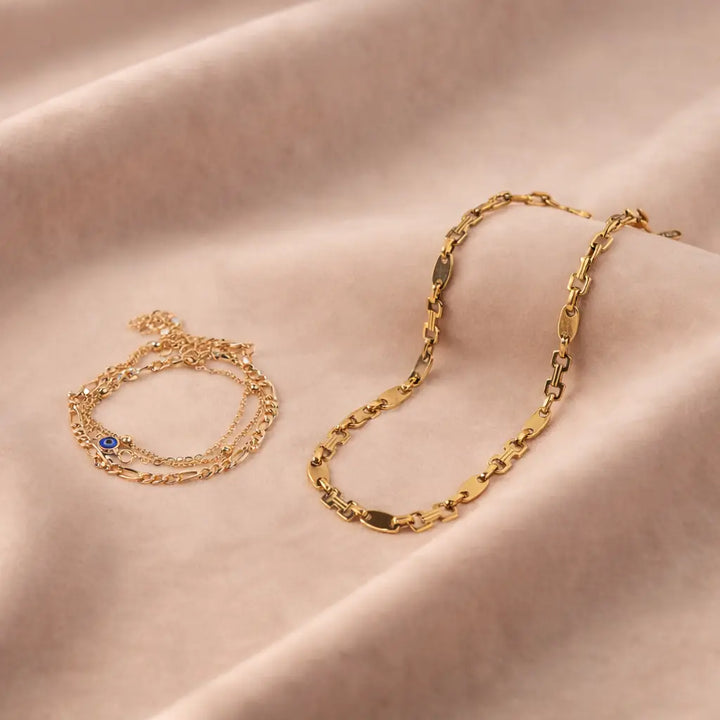 Lucky Eye Bracelet and Minimalist Necklace Combo | Salty