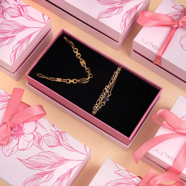 Lucky Eye Bracelet and Minimalist Necklace Combo