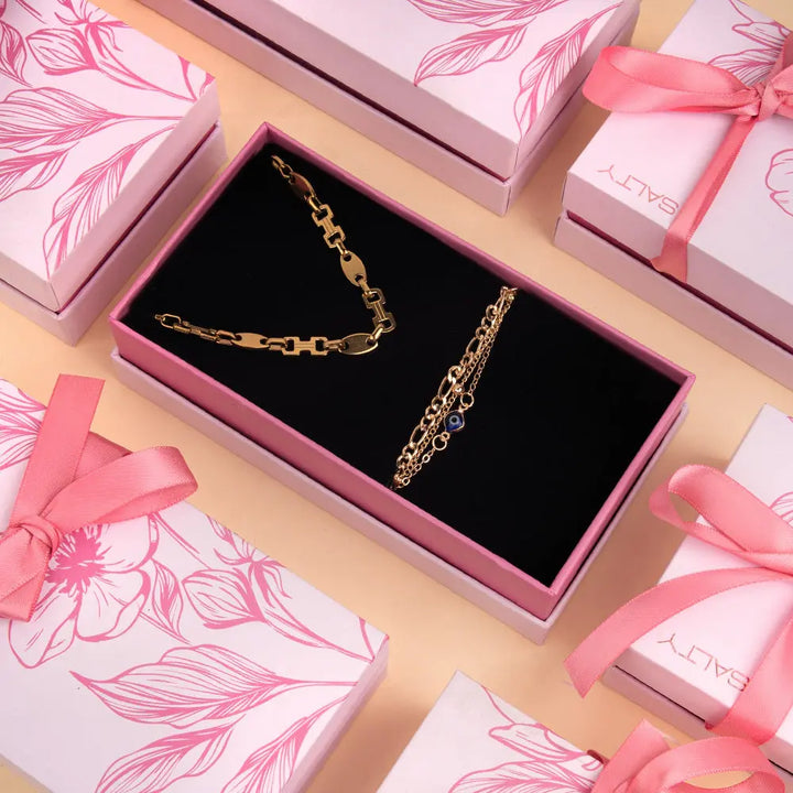 Lucky Eye Bracelet and Minimalist Necklace Combo | Salty