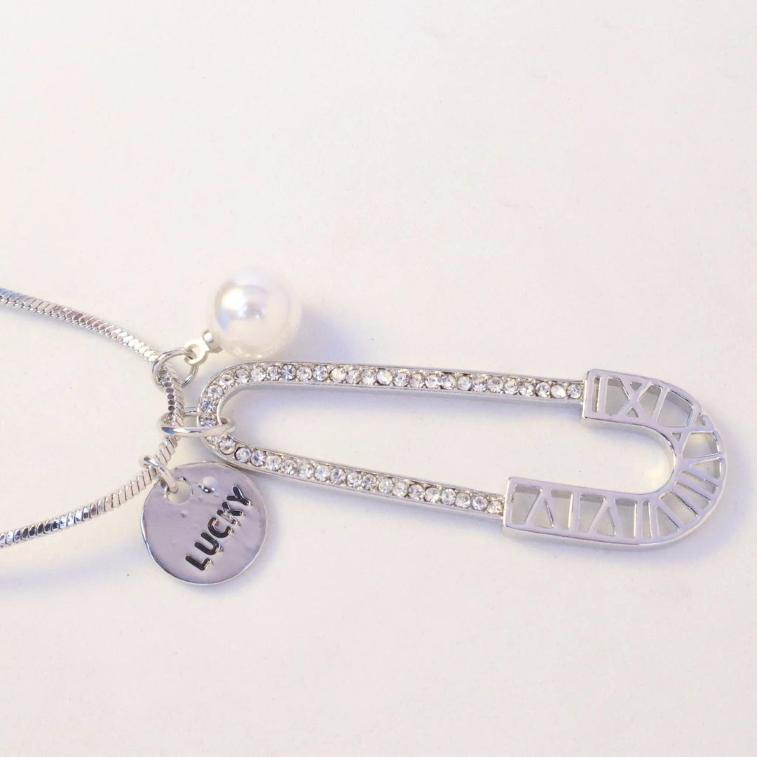 Lucky Safety Pin Necklace - Silver - Salty Accessories