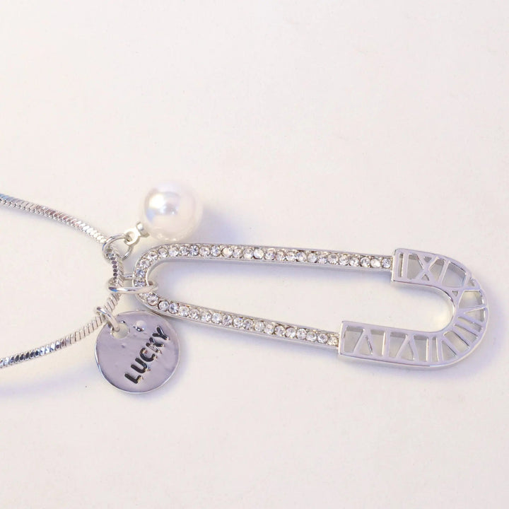 Lucky Safety Pin Necklace - Silver - Salty Accessories