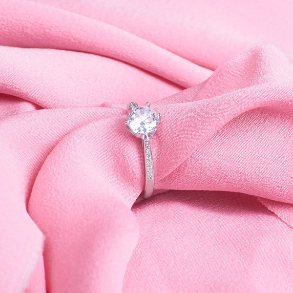 Luster Promise Solitaire Ring With Eternal Heart Pendant Necklace Set
