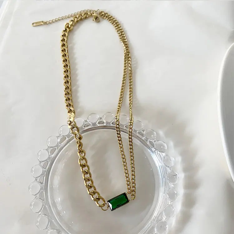 Lustrous Emerald Bracelet and Necklace Set Salty