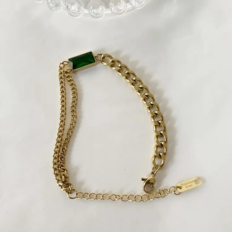 Lustrous Emerald Bracelet and Necklace Set Salty