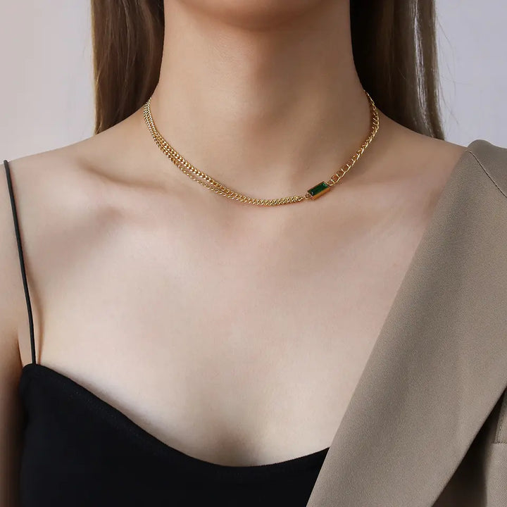 Lustrous Emerald Bracelet and Necklace Set Salty