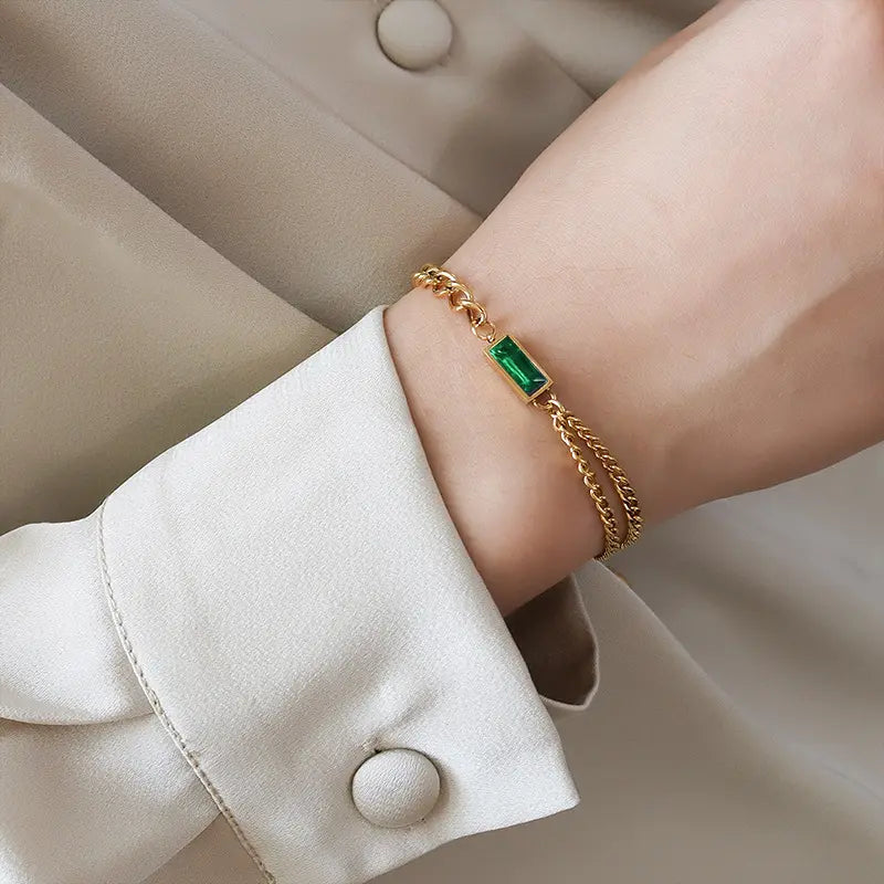 Lustrous Emerald Bracelet and Necklace Set