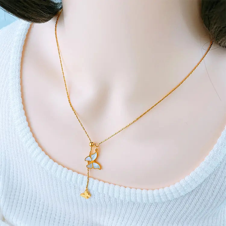 Lustrous Golden Butterfly Necklace