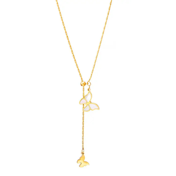 Lustrous Golden Butterfly Necklace