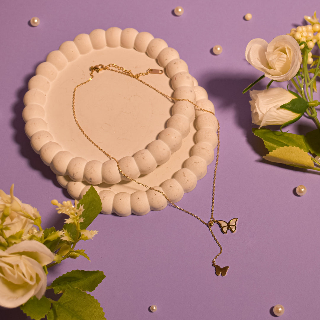 Lustrous Golden Butterfly Necklace