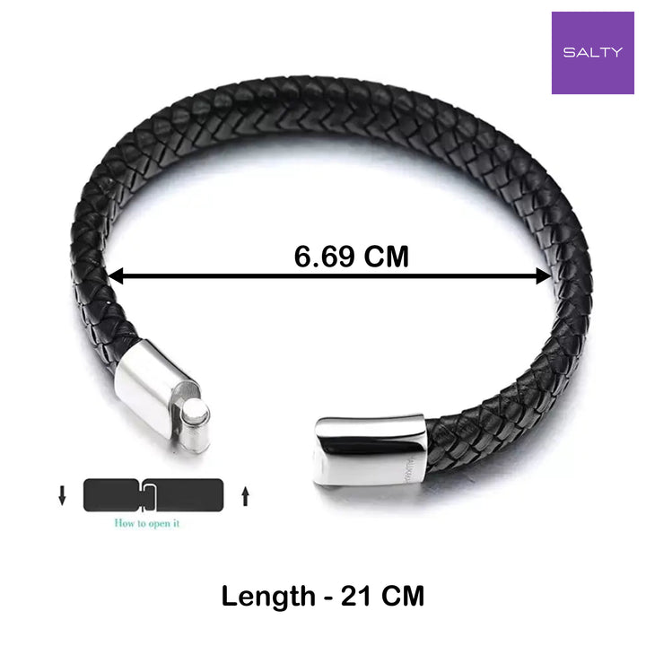 Avrum Black Leather Bracelet