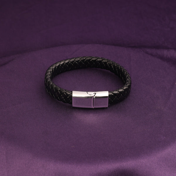 Avrum Black Leather Bracelet