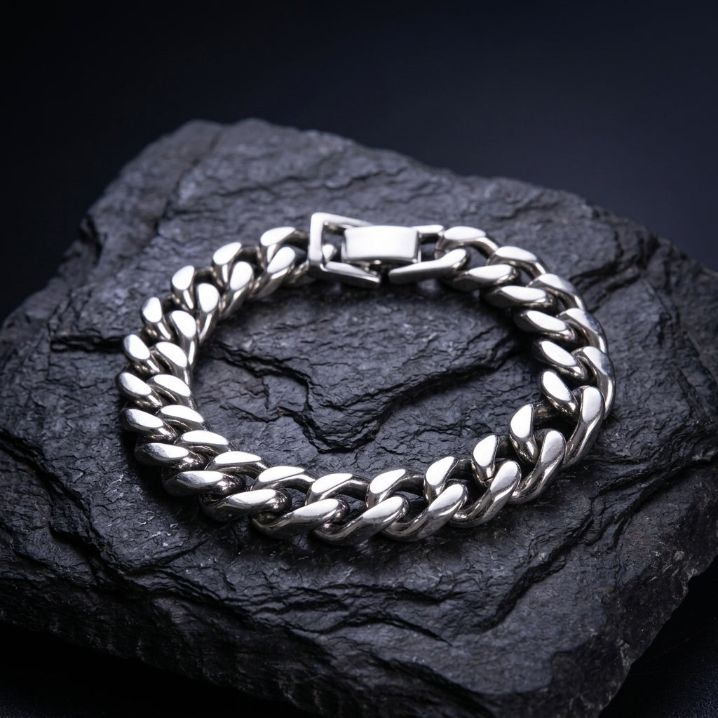 Hades Classic Silver Thick Bracelet